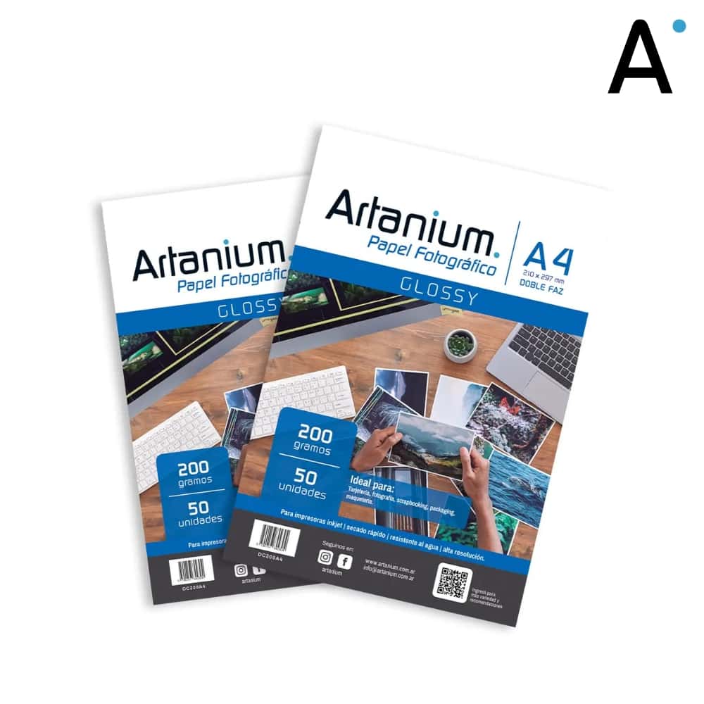 Papel Doble Faz Glossy Fotografico CC A4 200gr x50 Hojas