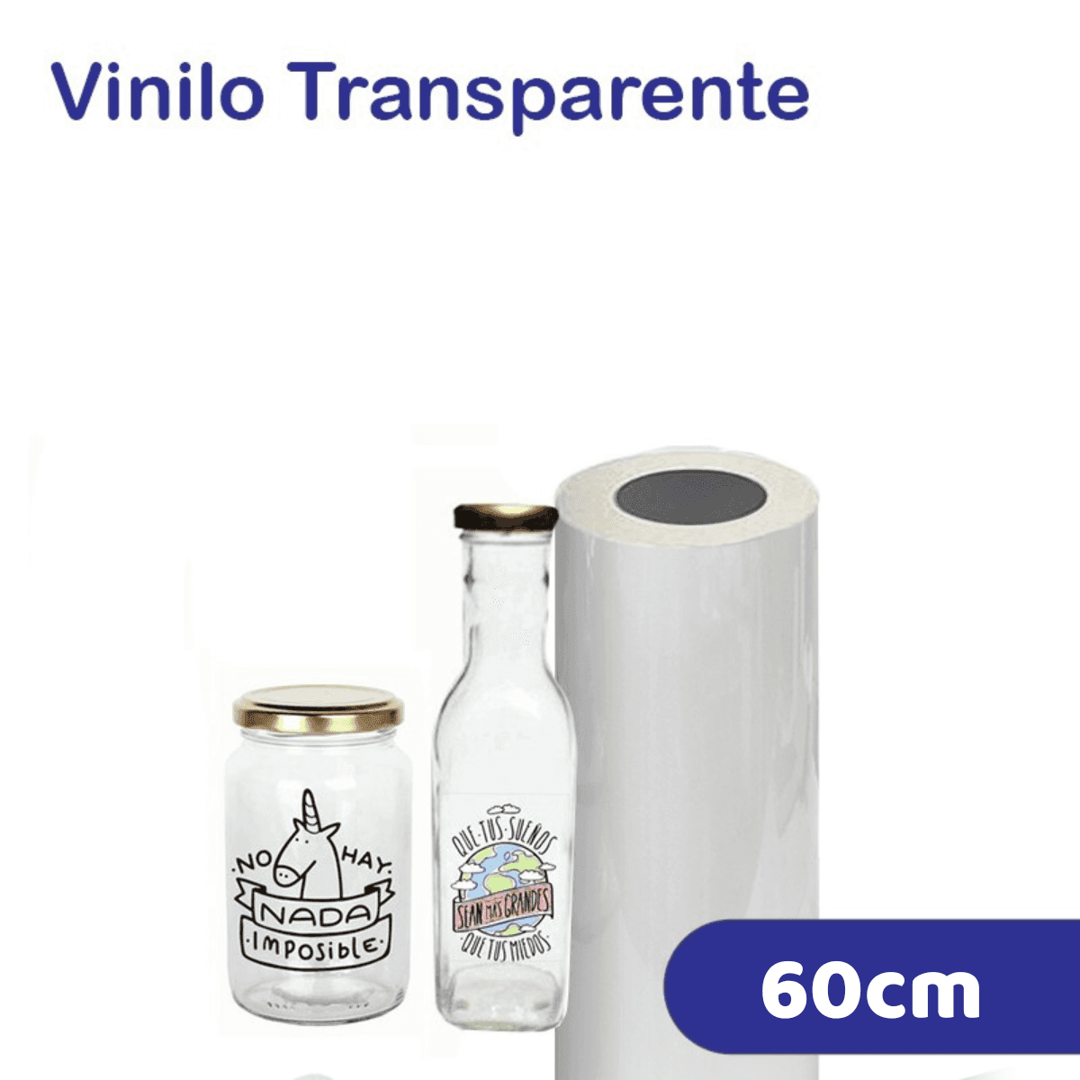 Vinilo Autoadhesivo Transparente Sublimable Rollo 60cm x metro
