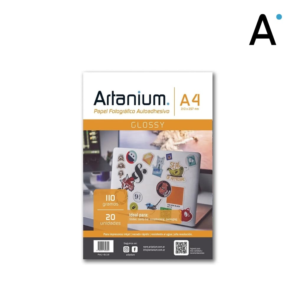 Papel Photo Glossy Autoadhesivo 110gr A4 x20 Hojas