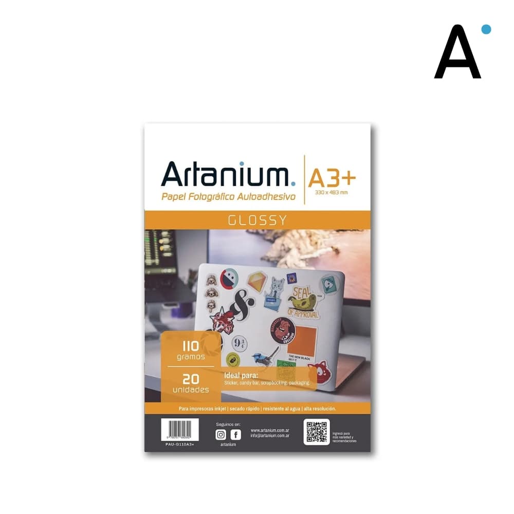 Papel Photo Glossy Autoadhesivo 110gr A3+ x20 Hojas