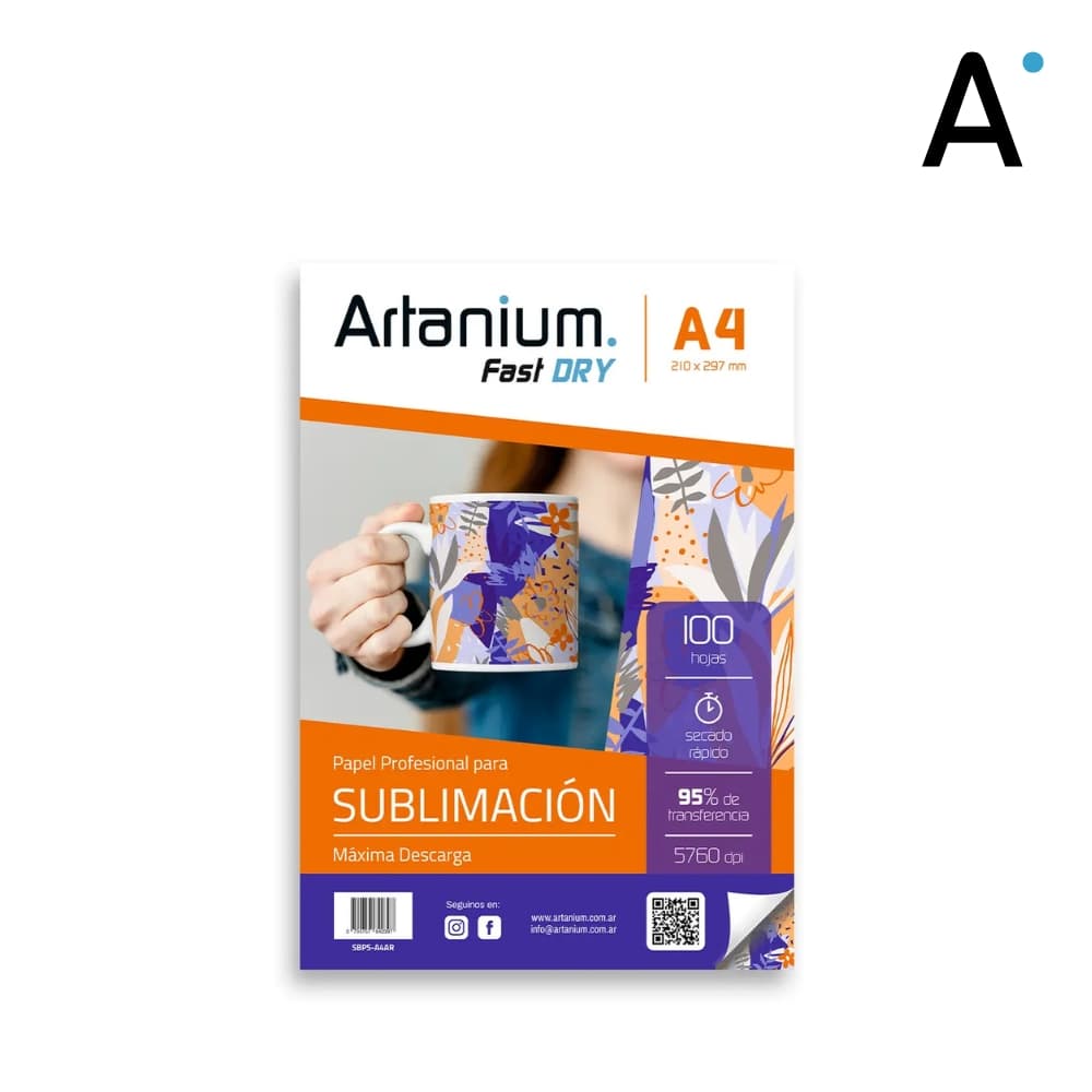 Papel Para Sublimar Artanium Fast Dry - A4 - Paquete x 100 hojas
