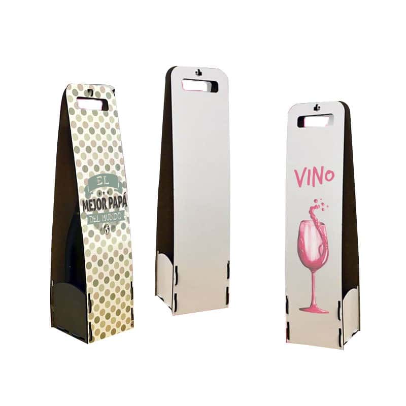 Caja para vino madera cristal 40x9,5 en bolsa por unidad