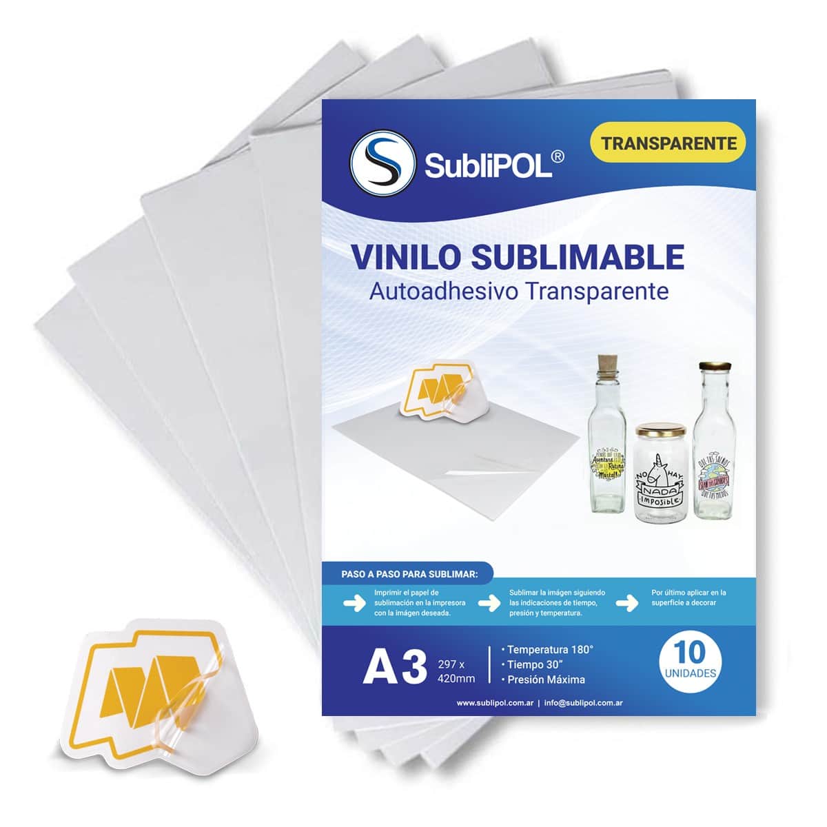 Vinilo Transparente Sublimable A3 x 10 Hojas