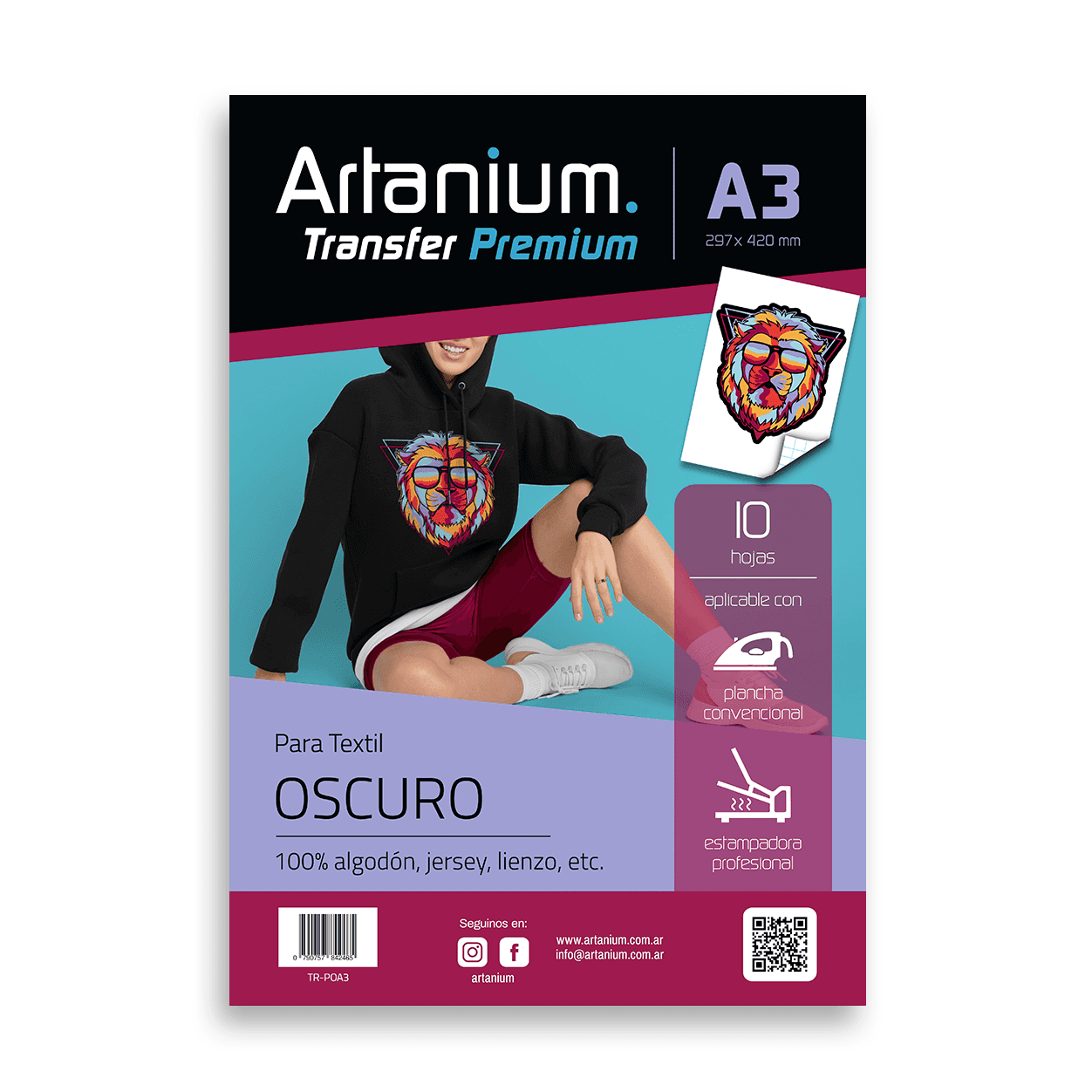 Transfer Premium Para Prendas Oscuras - A3 x10 Hojas