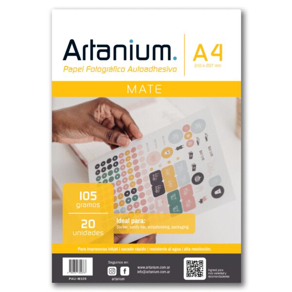 Papel Photo Matte Autoadhesivo 105gr A4 x20 Hojas