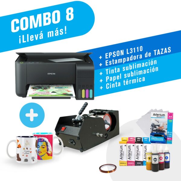 Combo Sublimación 4: Estampadora 5 en 1 30x38cm + Impresora Epson L3110