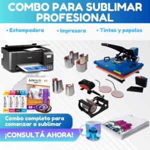 Combo PROFESIONAL: Estampadora 12 en 1 40x60 + Impresora Epson + Tintas + Papel + Cinta Térmica