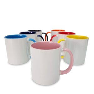 Taza Sublimable Importada de Ceramica - Interior y Asa color