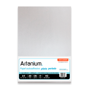 Vinilo Adhesivo Plata Perlado - A4 140gr - 20 Hojas